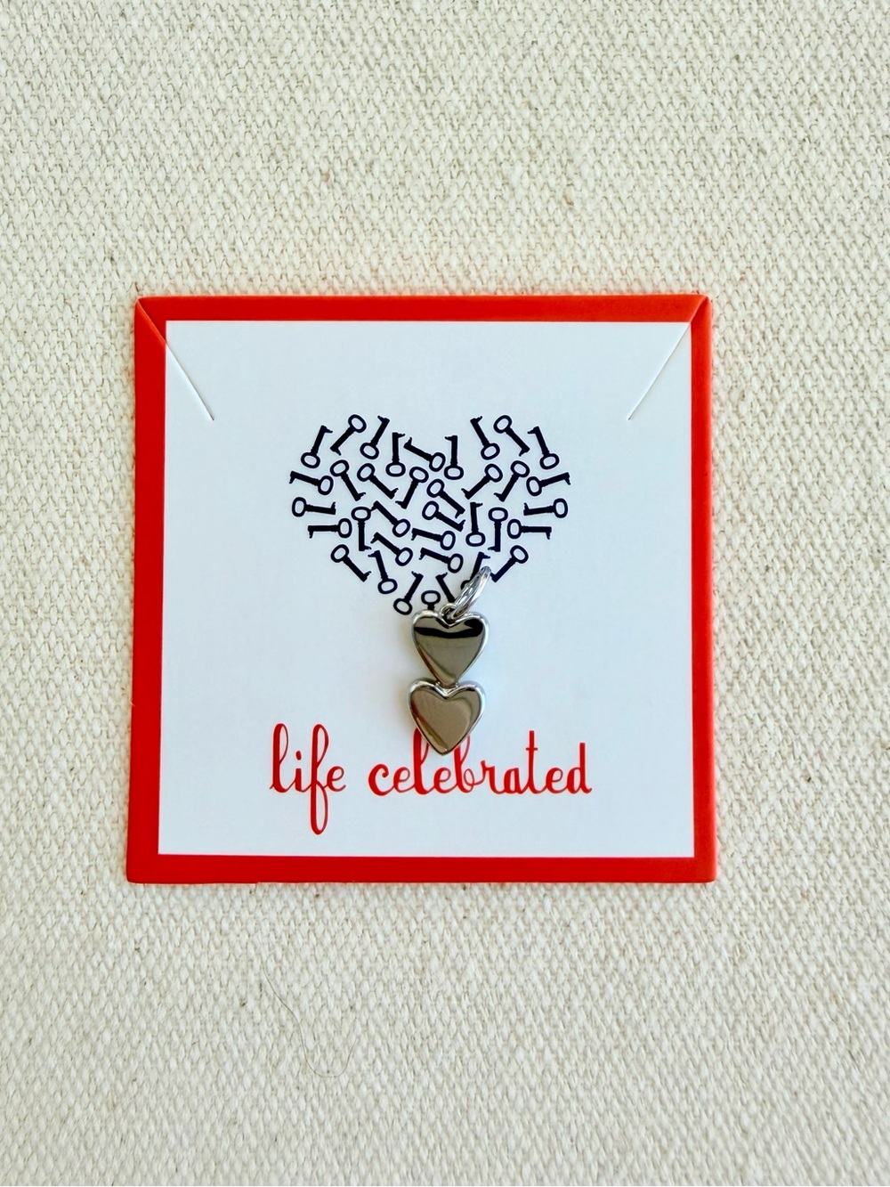 *KEEP-IT Necklace Charm* Retired KEEP COLLECTIVE Silver Double Hearts